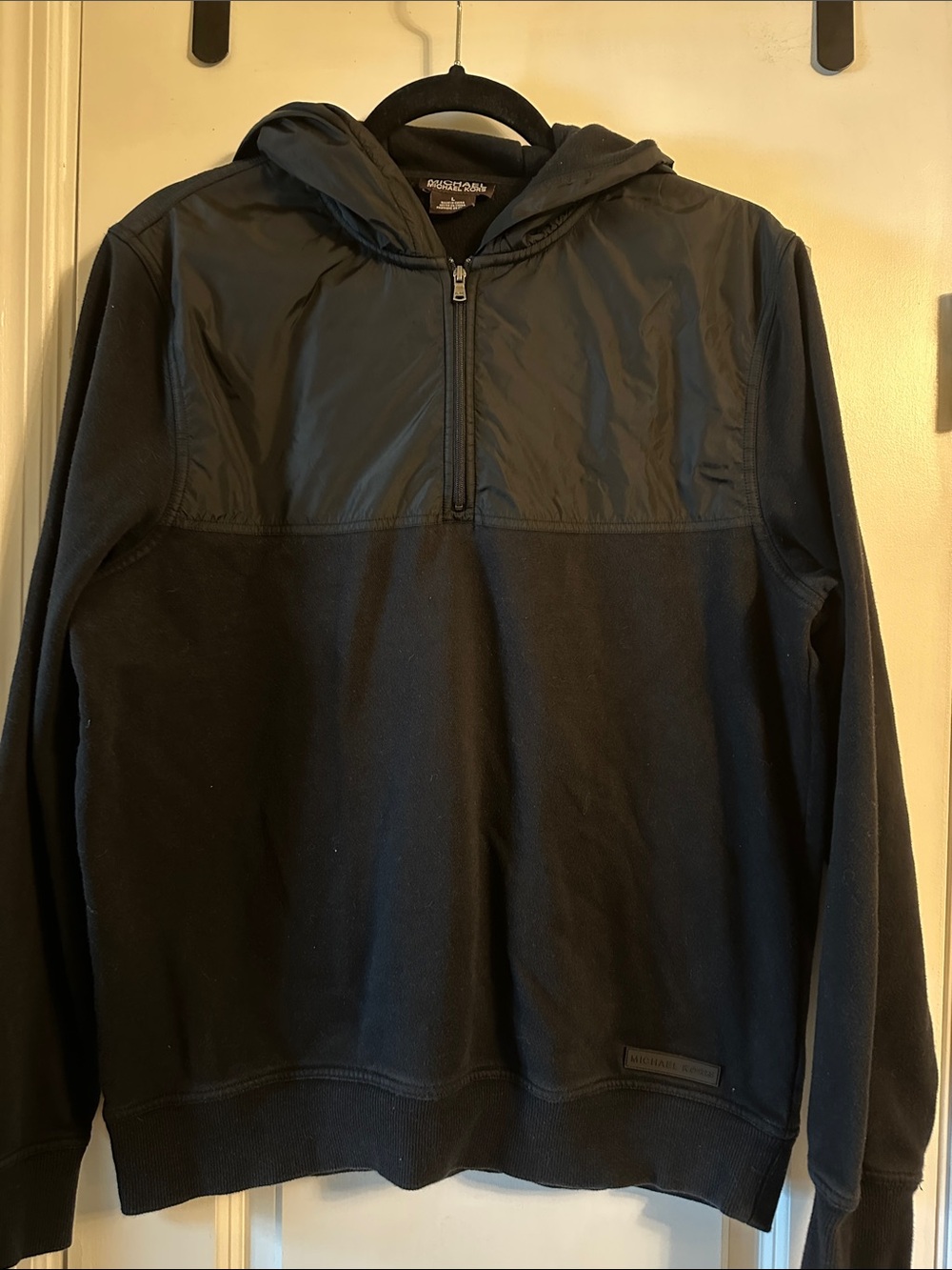 Michael Kors Black Hooded Half-Zip Pullover Jacket